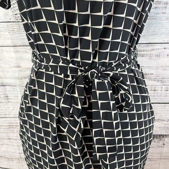 AX Armani Exchange Dress size 0 Black Ivory Gold Studs Stretch Dinner Cocktails - Picture 5 of 10